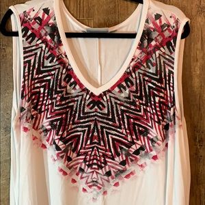 Avenue 22/24 beaded tank pink,black and white